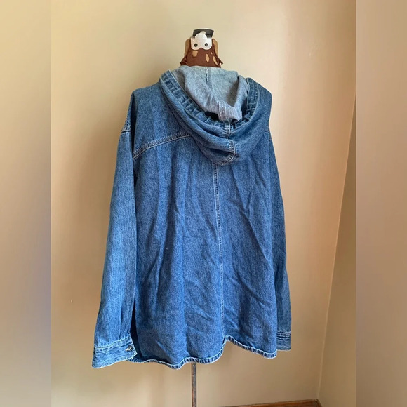 Vintage L.A. Blues Oversized Denim Jacket W/Hood Size 30/32w 90’s barn utility - Picture 5 of 12
